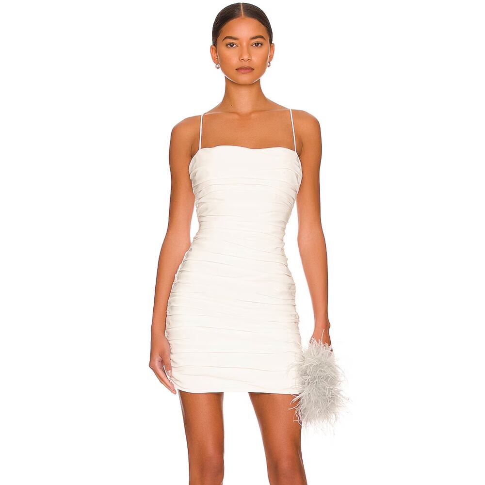 Cinq A‎ Sept Vance Dress in White Mini Dress Ruched Bride 8